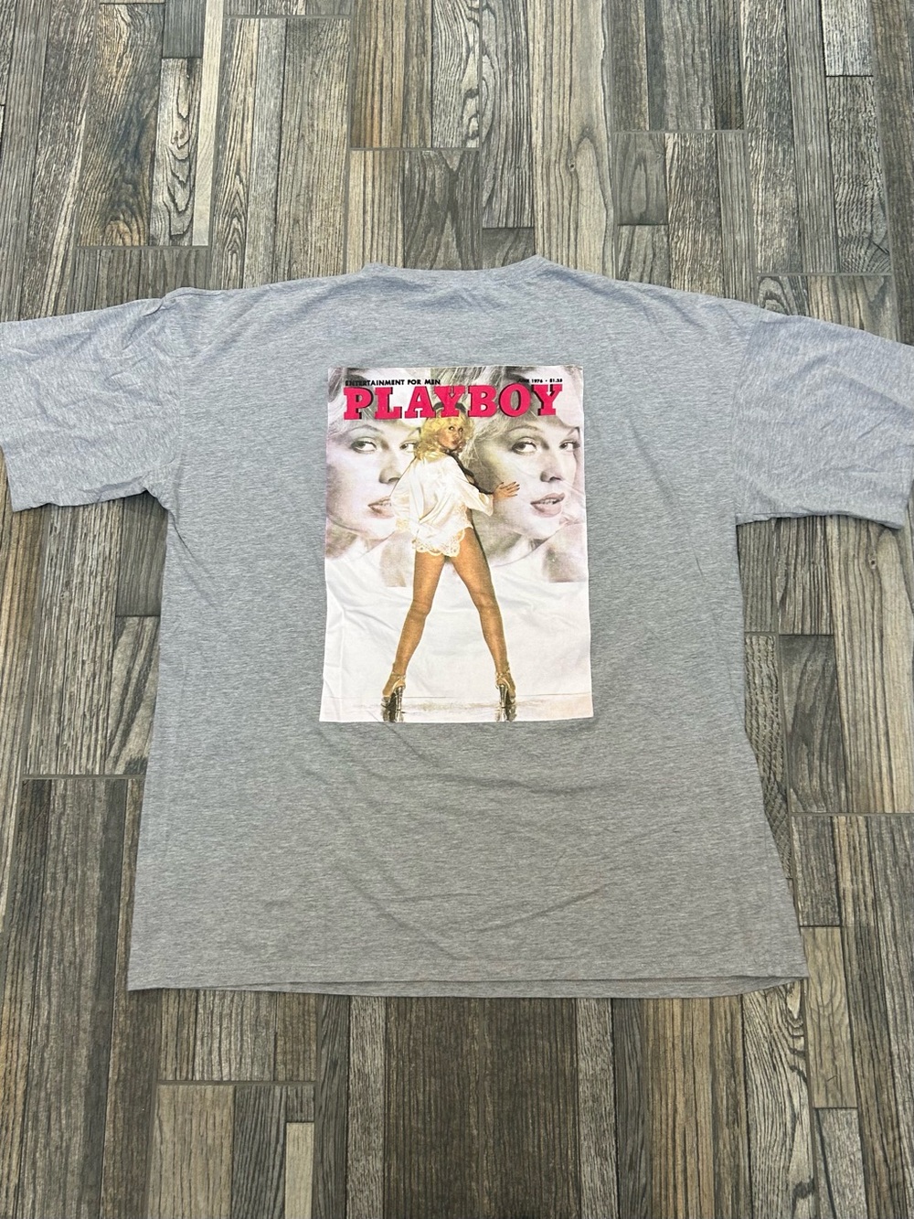 Missguided X Playboy June 1976 Magazine Cover Oversized T-Shirt Gray Size 2xl